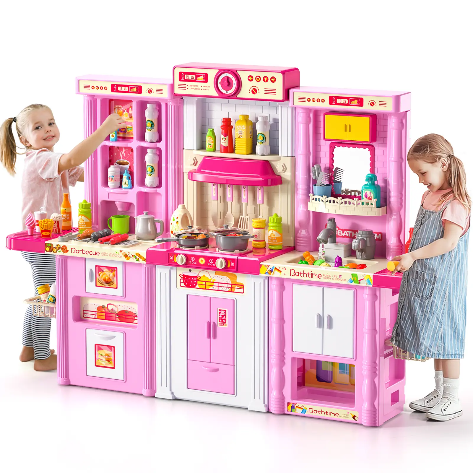 Play Kitchen Cooking Toys, Play Kitchen Set includes Kitchen Tool and Food for Pretend Play, Kitchen Playset,Christmas Birthday New Year Gifts