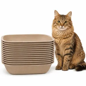 Hassle-Free Disposable Cat Litter Box 12 Count, 100% Biodegradable & Leakproof Litter Pan, Portable Pet Travel Tray for Easy Clean-Up