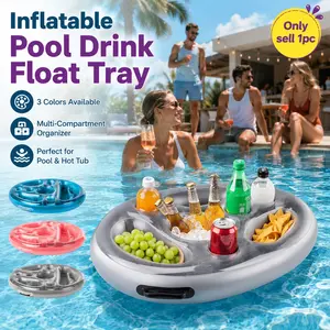 Inflatable Floating Drink Holder, Large Capacity PVC Multi-Hole Beverage Tray with Cup Holders and Phone Rest, Floating Pool Table for Adults, Swimming pool cup holder,Hot Tub, Pool Party, Backyard, Resort, Summer Vacation and Outdoor Relaxation