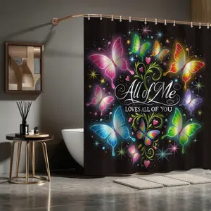 72x72 Inch Waterproof Bathroom Shower Curtain Set, Christmas Butterfly Pattern, Easy Install, Durable Polyester Fiber, Perfect Gift for Home Decor, Bathroom Decoration Accessories