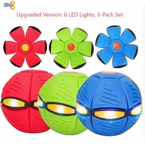 Zing8 Upgraded 3-Pack High-Configuration 6 LED Light Children's Bouncing Ball Glowing Transforming Magic Color-Changing Toy Ball for Parent-Child Interaction