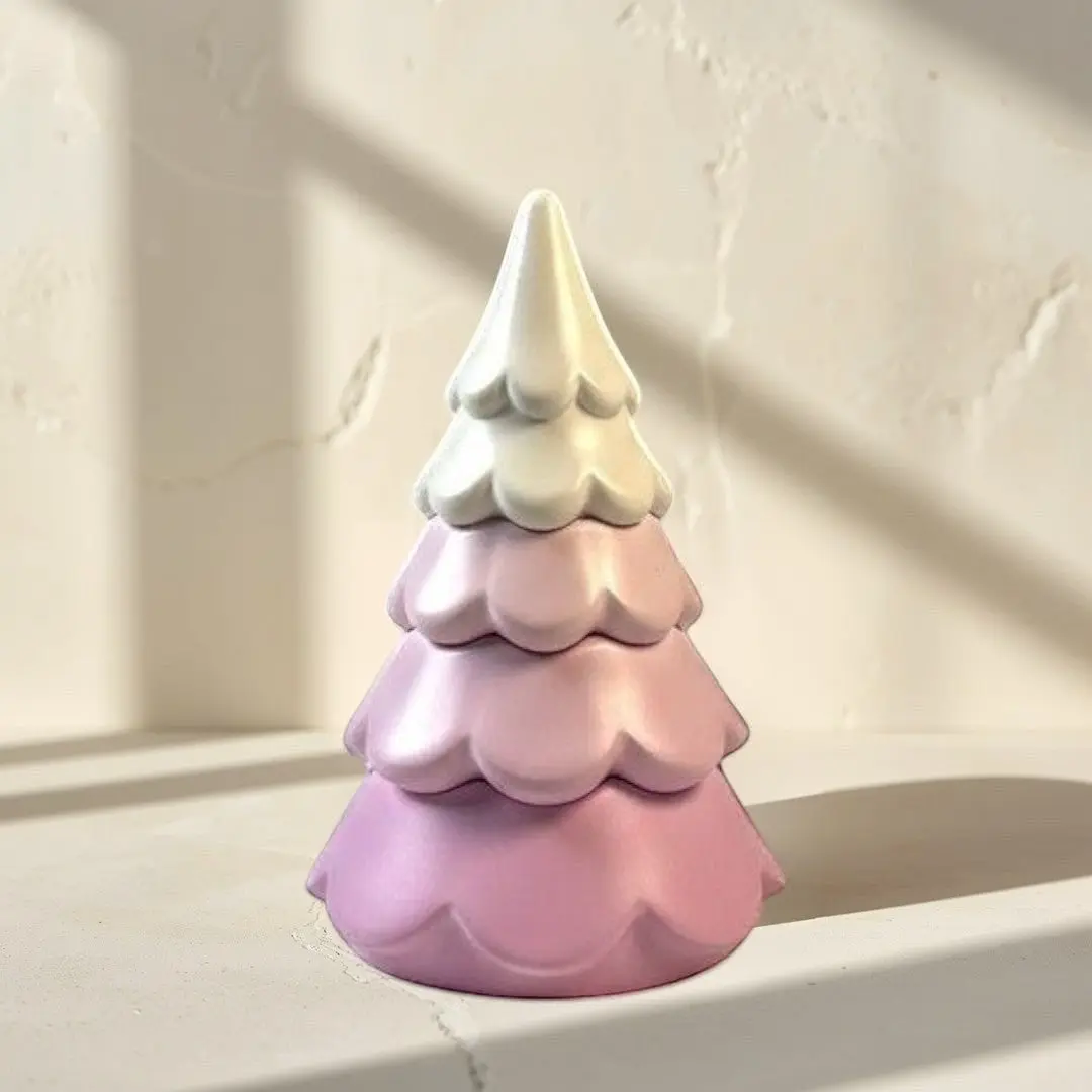 Doodlations Concrete Candle | 3-Tier Christmas Tree Vessel