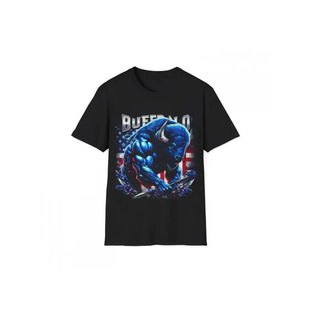 Buff Charging Graphic T-Shirt, Dynamic Fan Apparel  Football Player Graphic, Leisure Sports Shirt