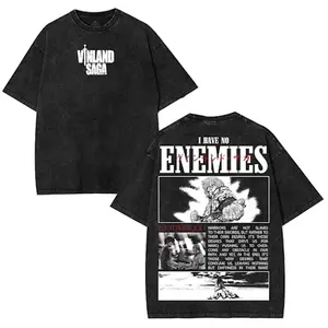 You Have No Enemies Vinland Saga Anime Double Printed Vintage Washed Unisex Washed Heavyweight Cotton Tshirt, Anime Lover Menswea Comics Double-Side Washed T-shirt