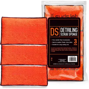 Suds Lab DS Microfiber Detailing Scrub Pad 3 Pack -  Interior Cleaning & Detailing Microfiber Scrub Pads - Set of 3 - Safe On Leather, Vinyl, Plastic, Etc.