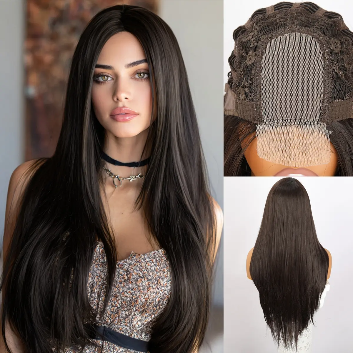 Smilco 28 Inch Long Wavy Synthetic Lace Front Wig, Natural Black Hair for Women, Soft Imported Fibers for Daily Wear and Cosplay, Synthetic Wig, Bob Cut, 28" Length, Wave Pattern Body Wavy Wig Premium Fiber Wigs