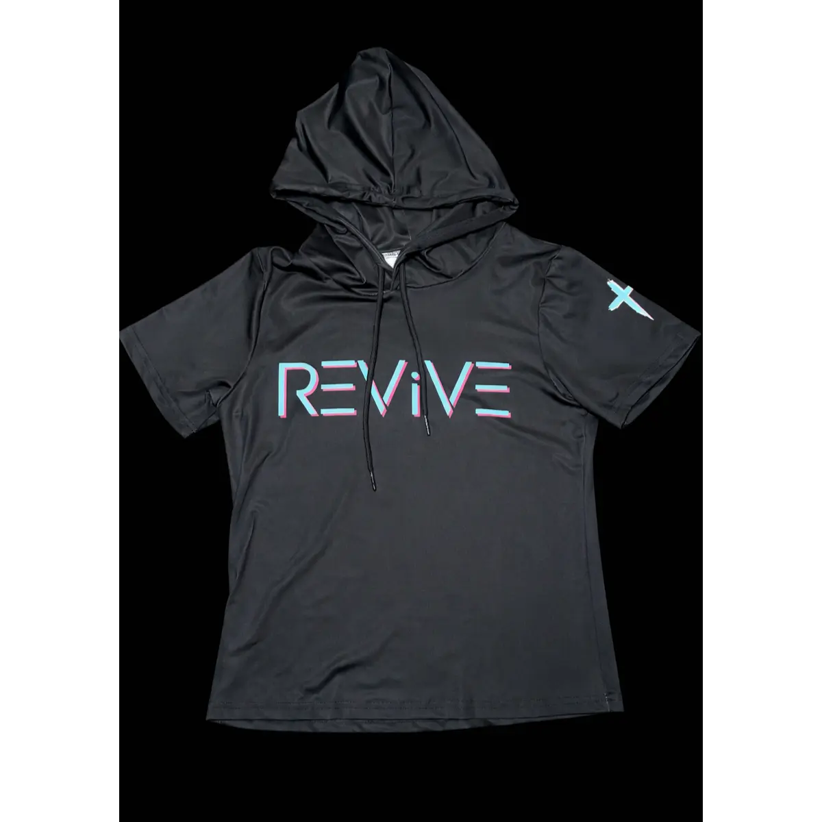 SHORT SLEEVE HOODIE - BLACK, NEON TEAL, ELECTRIC PINK