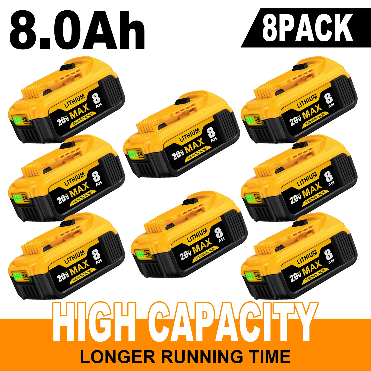 Replacement for Dewalt 20V Max  Lithium Batteries 8.4/8.0Ah Compatible withDewalt Battery DCB208 DCB200 DCB206DCB205 DCB204 Cordless Power Tools summervibes