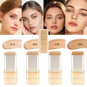 Lightweight Comfortable Concealer Foundation Paste, Long-Lasting Brightening Hydrating, Dual-Ended Foundation, 4 Colors, Electroplated Design