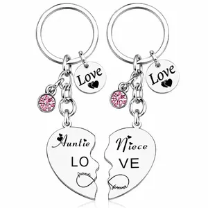 Auntie & Niece Matching Keychains, Love Heart Puzzle Keychain Set, Meaningful Gift for Aunt and Niece, Birthday, Christmas, Family Gift,summerwins