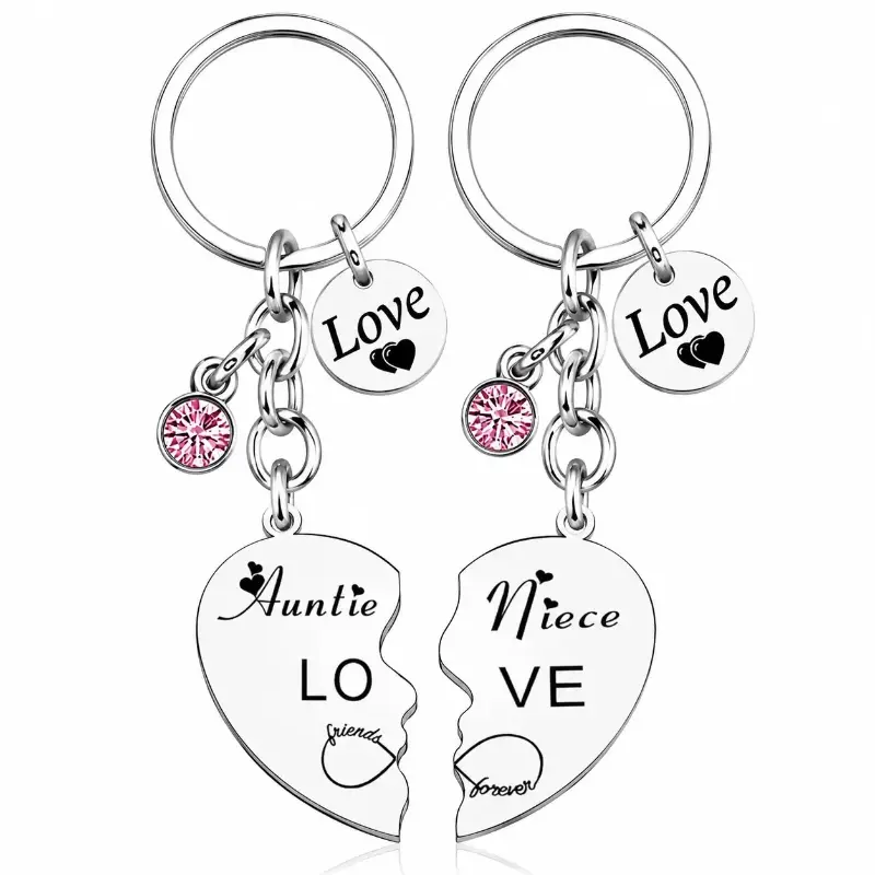 Auntie & Niece Matching Keychains, Love Heart Puzzle Keychain Set, Meaningful Gift for Aunt and Niece, Birthday, Christmas, Family Gift,summerwins