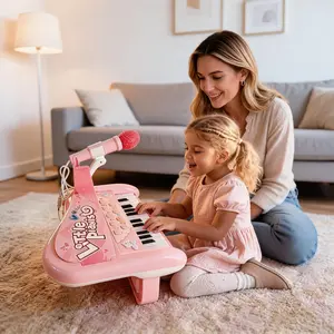 Portable Kpop Karaoke Microphone Keyboard Piano Toy with LED lights,Music Toy,Multifunctional Educational Toy,Boosts Daughter confidence,Electronic Beginner foldable 37-Key Dual-Speaker digital minipiano,Birthday Gift for Kids annoying baby mom approved