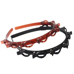 Multi-layer hollowed-out woven headband, double-layer bangs clip hairband, headband, trendy hair accessory zig