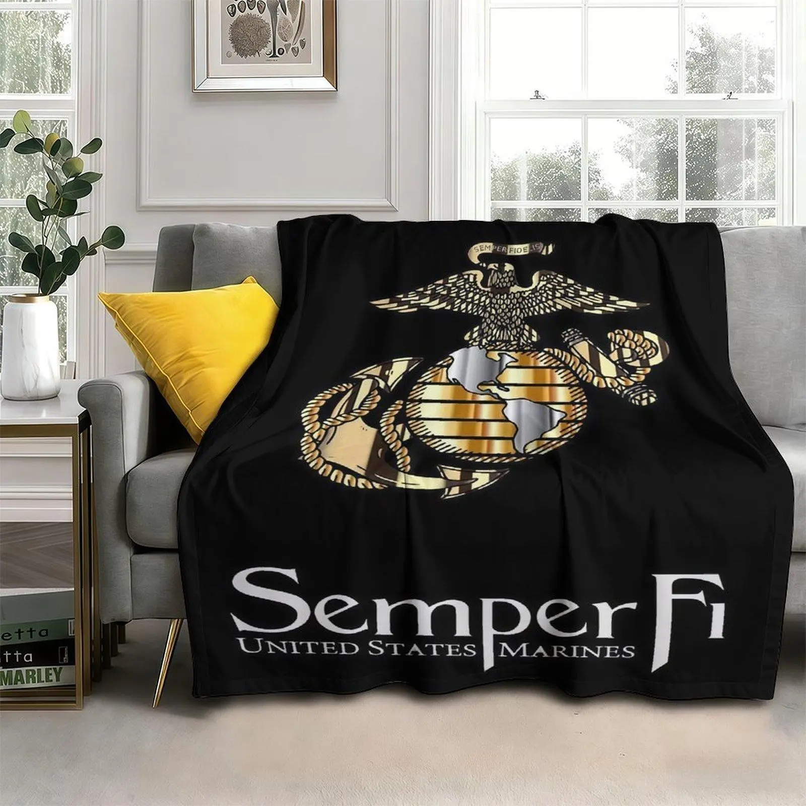 Traditional Polyester Vintage Patriotic Commemorative Flannel Throw Blanket - Soft, Cozy, Warm Cover for Sofa, Bed - Nostalgic Home Decor, Ideal Gift for Service Members
