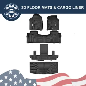 YITAMOTOR Floor Mats Fit for GMC Yukon Chevy Tahoe 2021-2025 7 Seats, All-Weather TPE Custom Fit Tahoe Accessories (Only for Bucket Seats) 3 Row Floor Liner & Cargo Mat