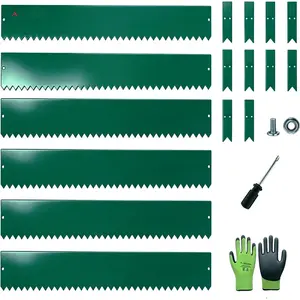 20FT Glvnized Steel Lndscpe Edging, 6-Pck 40" L x 6" H Hmmer-in Metl Grden Border with 10 Stkes for Lwn, Pthwy, Flower Beds - Green
