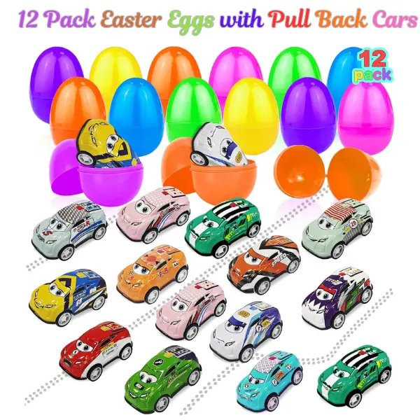 12 Pack Easter Eggs with Pull Back Car