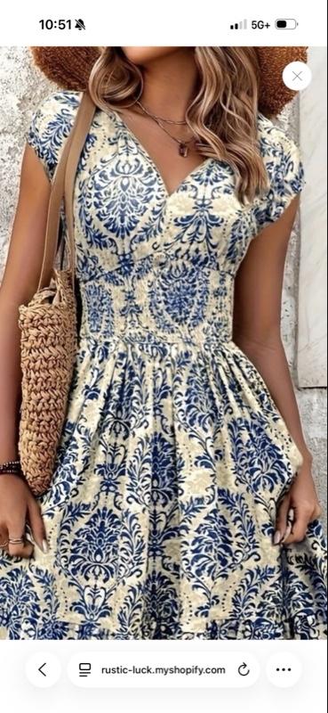 Printed Cap Sleeve Maxi Dress