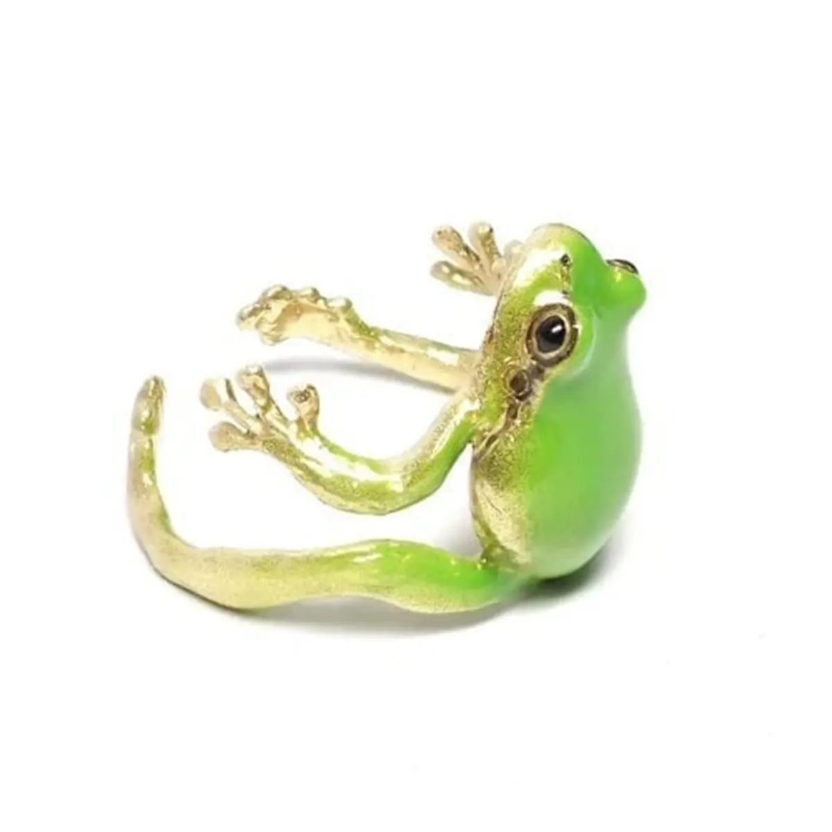 Cute Green Enamel Frog Open Ring, Adjustable Animal Jewelry for Women and Men, Unisex Birthday Party Gift, Animals