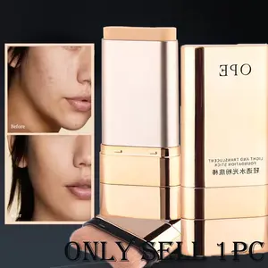 Waterproof Sweatproof Long-Lasting Foundation Stick, High Coverage Even Skin Tone, M-Shaped Brush for Quick Application, Natural Blend Non-Caking, Beginner Daily Makeup
