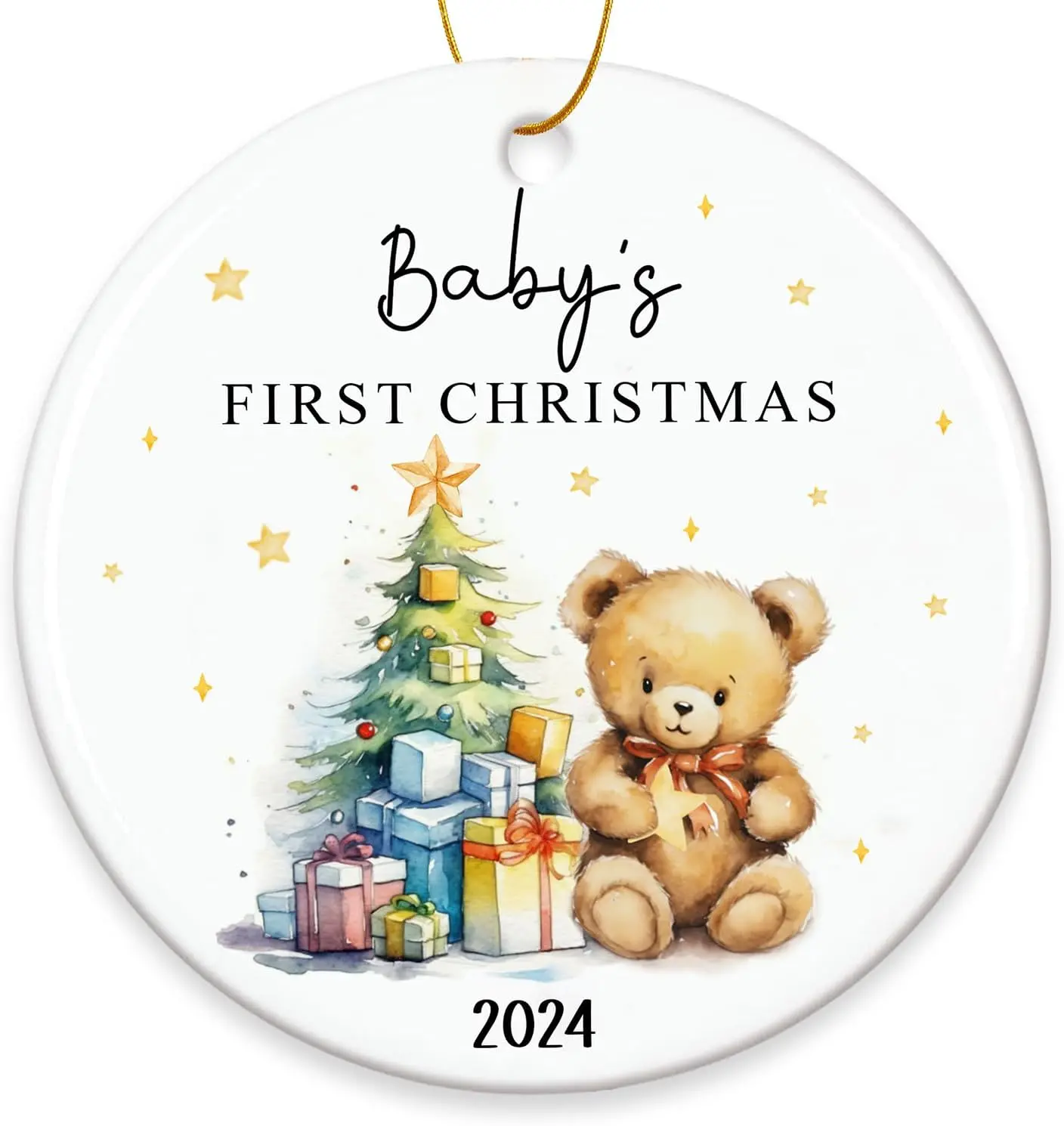 Baby's First Christmas Ornament 2024-1st Christmas Baby Boy, Girl, New Baby, Expecting Baby First Time Parent Gifts, Baby on The Way - Pregnancy Announcement Ideas Christmas Tree Decoration