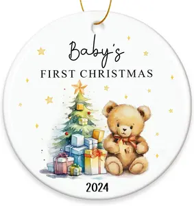 Baby's First Christmas Ornament 2024-1st Christmas Baby Boy, Girl, New Baby, Expecting Baby First Time Parent Gifts, Baby on The Way - Pregnancy Announcement Ideas Christmas Tree Decoration