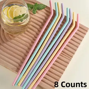 Silicone Straws, 8 Counts Reusable Durable Food Grade Straws, Drinking Straw, Drinkware Accessories for Home Kitchen Party, Utensils, Soft Silicone Straw