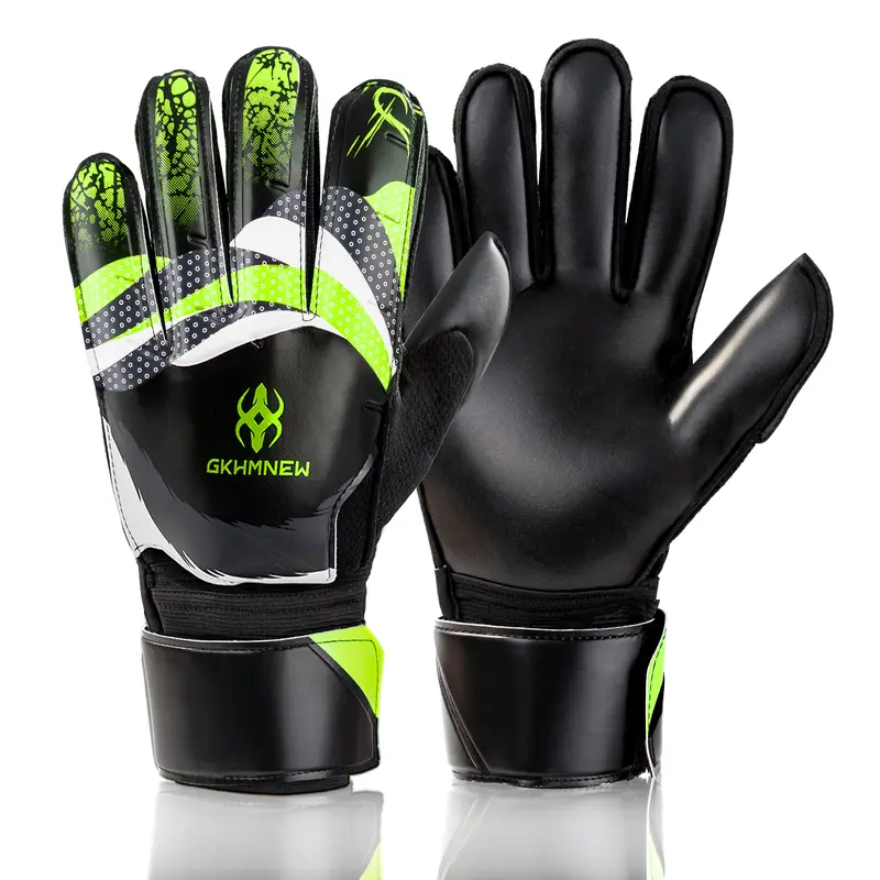 GKHMNEW Kids' Goalie Fit Soccer Goalkeeper Gloves - Soccer Gear, Strong Grip Latex, Breathable Mesh, Double Wrist Support, Football Equipment for Boys Who Play Football