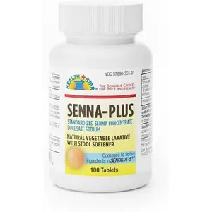 Health Star Senna Plus Natural Vegetable Laxative Stool Softener Tablets 100ct