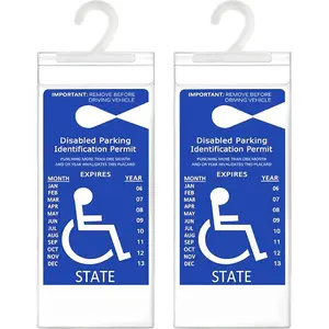 Handicap Placard Holder, Ultra Transparent Disabled Parking Permit Protector Sleeve, 2Pcs Handicapped Placard Cover for Auto, with Large Hook