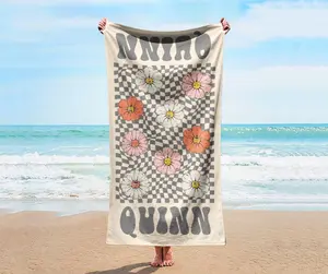 Personalized Retro Beach Towel Custom Name, Vibrant Colors v3
