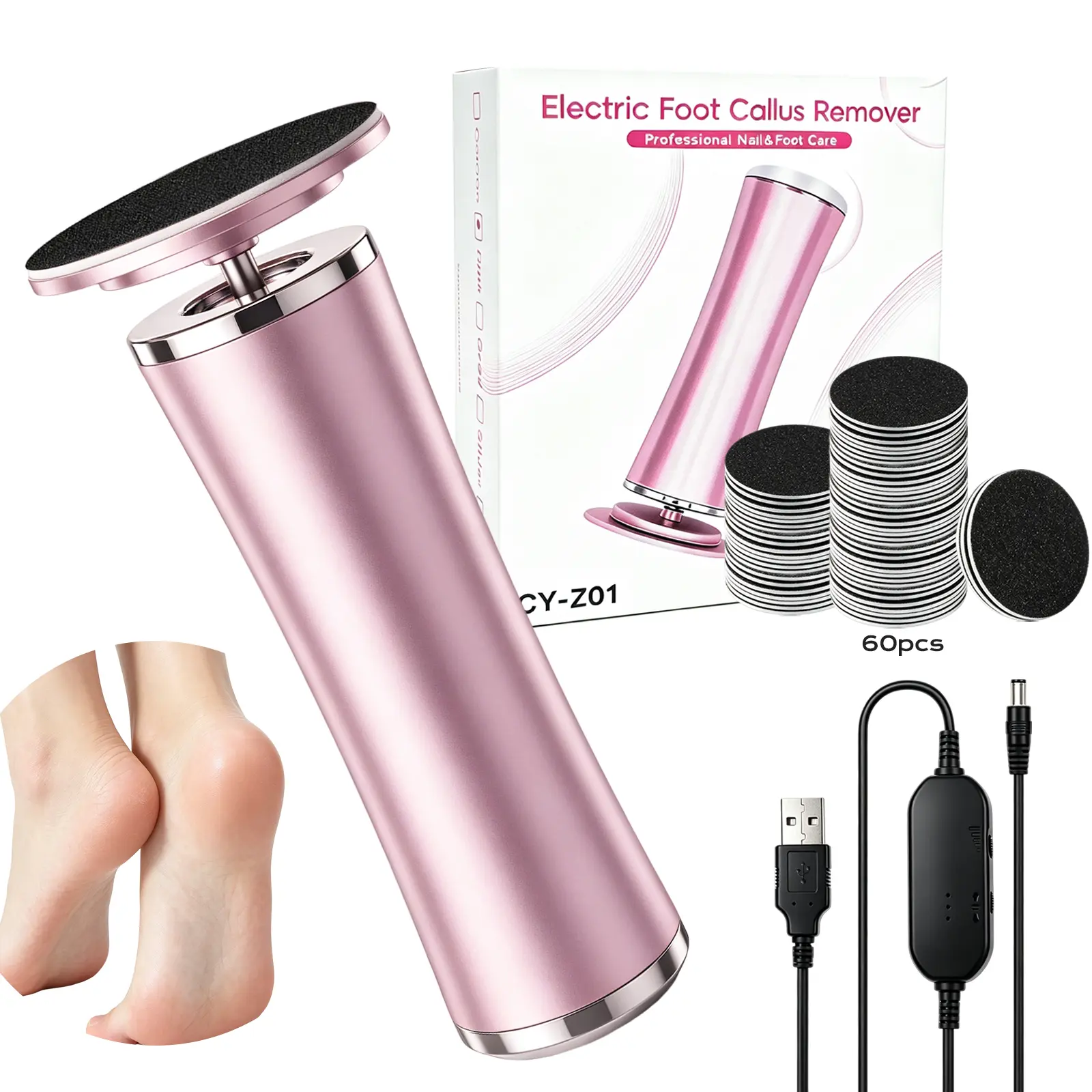 Electric Feet Callus Remover/Professional Electric Callus Remover/Rechargeable Portable Electronic Foot File Pedicure Tools/Electric Callus Remover Kit for Smooth and Soft Feet - Ideal Gift for Hard, Cracked, and Dry Skin Care