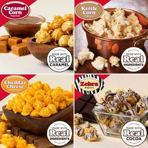 Popcornopolis Gourmet Popcorn Cone Variety – Zebra, Cheddar Cheese, Caramel  Kettle Corn Popcorn, Great for Gifting  Sharing, (12Count)