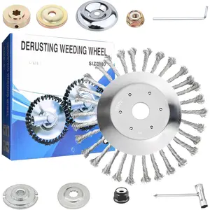 8 inch Steel Wire Trimmer Head, Unbreakable Wired Trimmer Blade Yard Patio Wire Weed Eater Head Trimmer Head Replacement with 2 Pack of Adapters kit for Weed Wacker