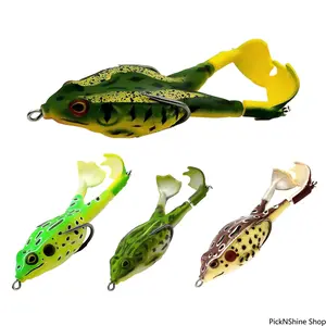 4Pcs Vibrant Topwater Frog Fishing Lures, Silicone Floating Bait with Double Propeller Legs, Lead-Free Realistic Multi-Jointed Tackle, 3.5in 13g for Bass, Snakehead