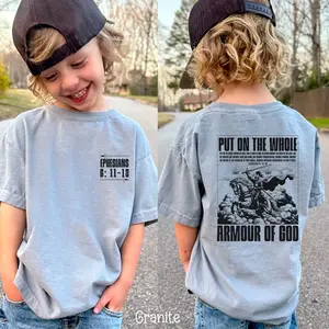 Armour of God Boys Christian Shirt, Jesus Tee Youth Religious T Shirt Children Worship Tshirt, Bible Verse Clothes
