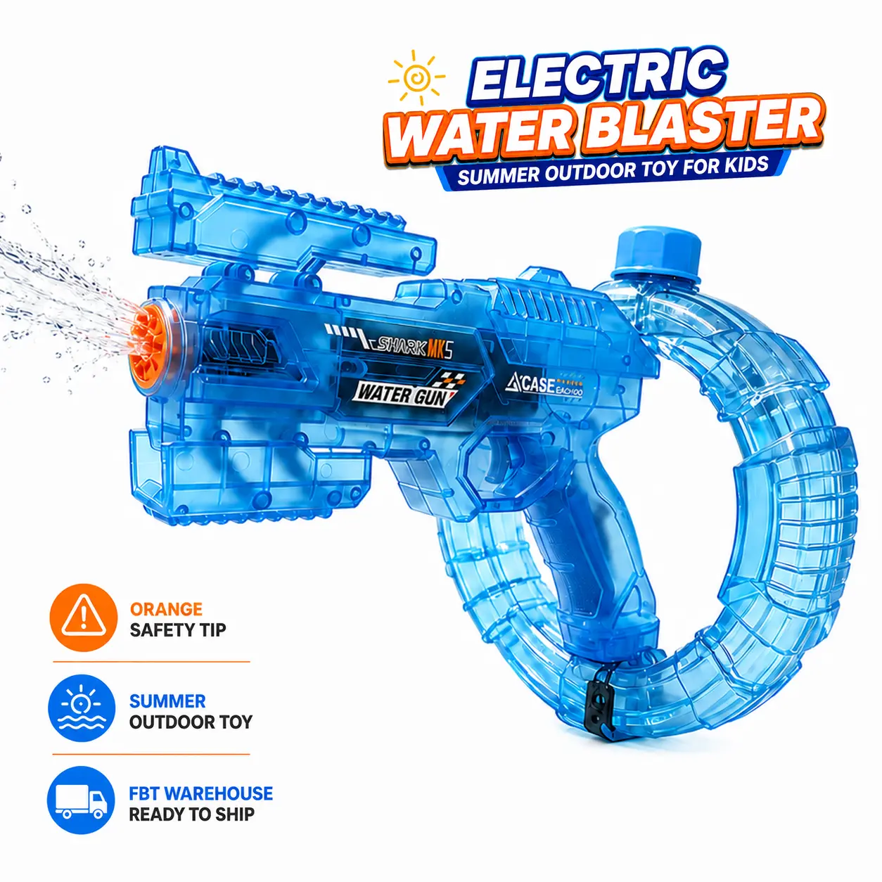 2026LED Electric Water Blaster with Space Energy Ring Design, High-pressure & Long-range, Large Capacit【Safe & Harmless Water Gun Toy】 pool party