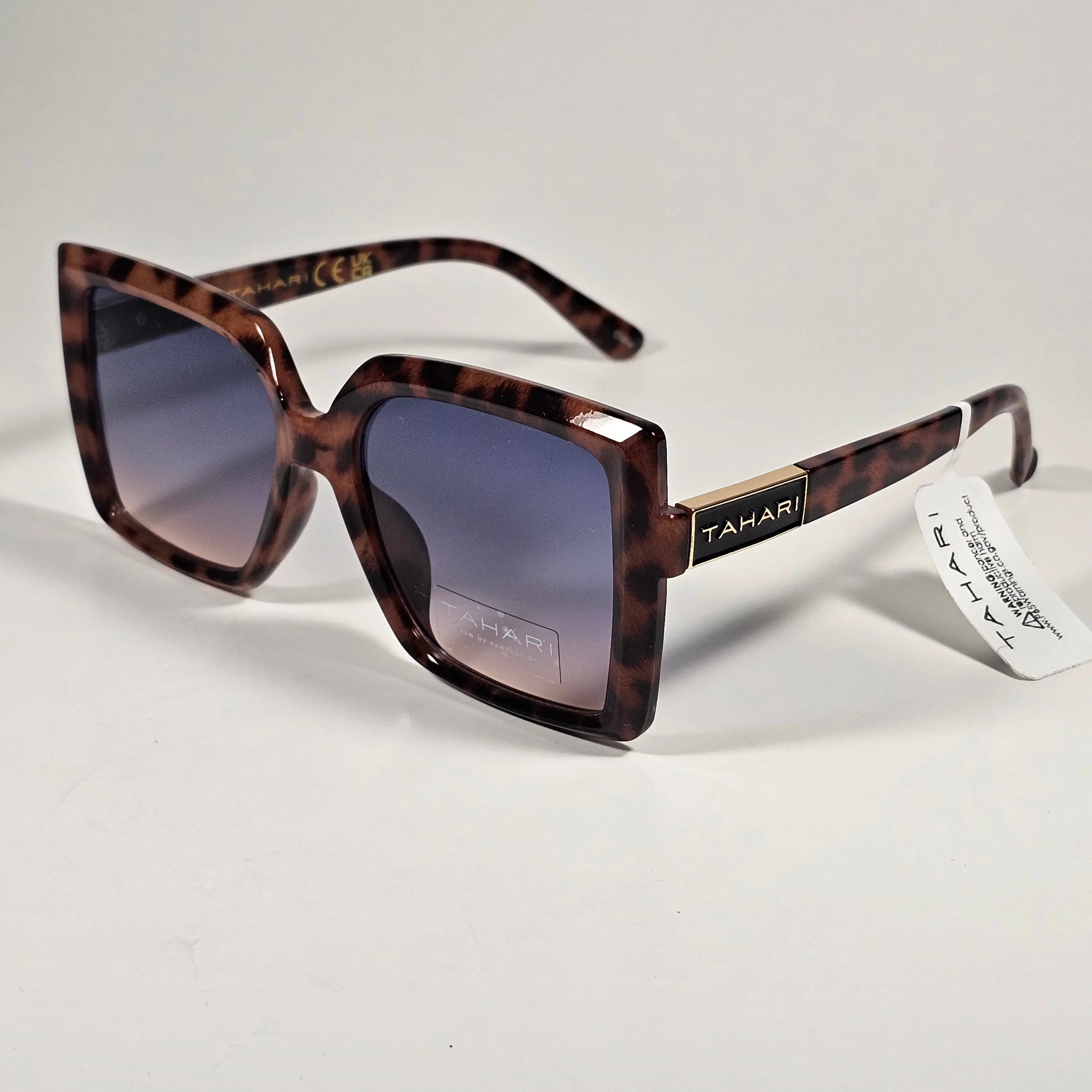 Tahari Butterfly Oversize Sunglasses Brown Tortoise Blue Pink Gradient Lens TH918 ANTS