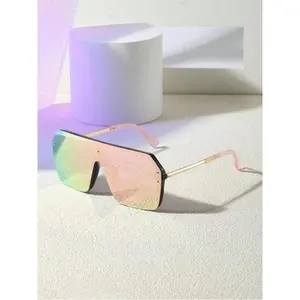 1 Pair Unisex Vintage One‑Piece Lens Sunglasses, Versatile Modern Trendy Eyewear, Ultra‑Thin Lightweight UV400 Protection Casual Shades for Outdoor Daily Driving Beach Fashion Accessories
