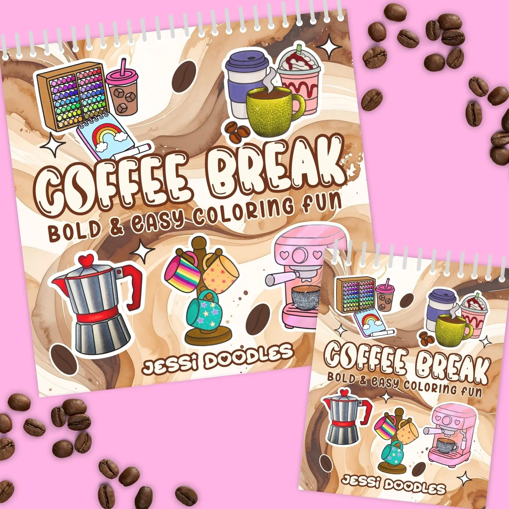 Coffee Break Bold & Easy Spiral Coloring Book