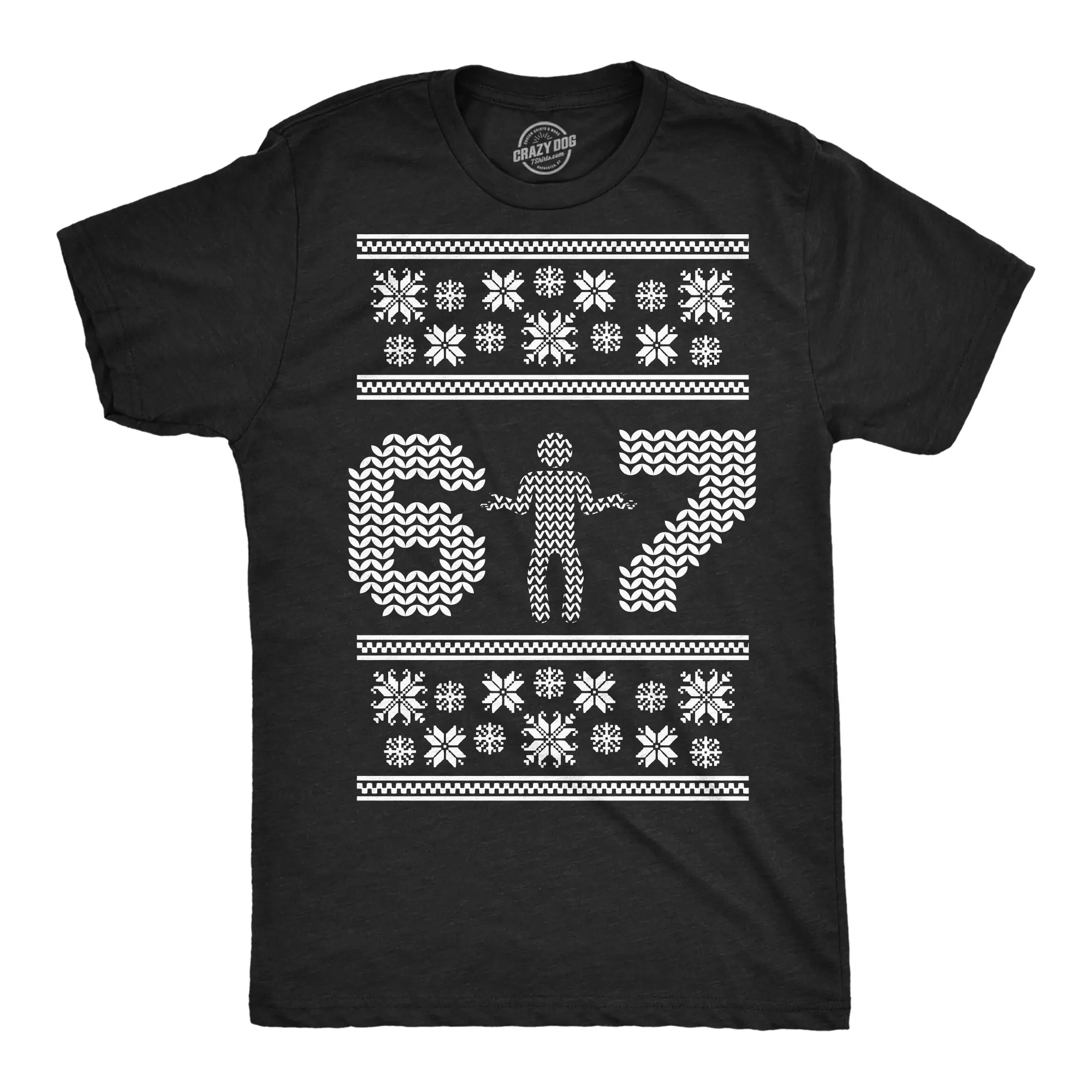 Mens Funny T Shirts 6 7 Ugly Christmas Sweater Sarcastic Viral Meme Graphic Novelty Tee For Men Mens Funny T Shirts Cool Vintage Fashion T-Shirt Gift Classic Menswear Christmas Apparel for Men Funny Meme Short Black -