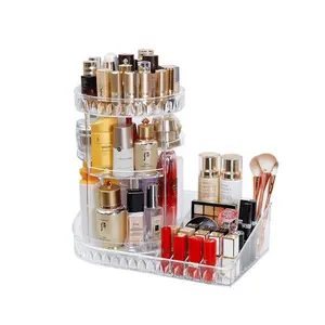 【Local Shipping】360° Rotating Makeup Organizer with Included Makeup, Summer Acrylic Multi-Level Desk Perfume Holder, Adjustable Skincare Product Organizer for Dresser Top & Bathroom Use