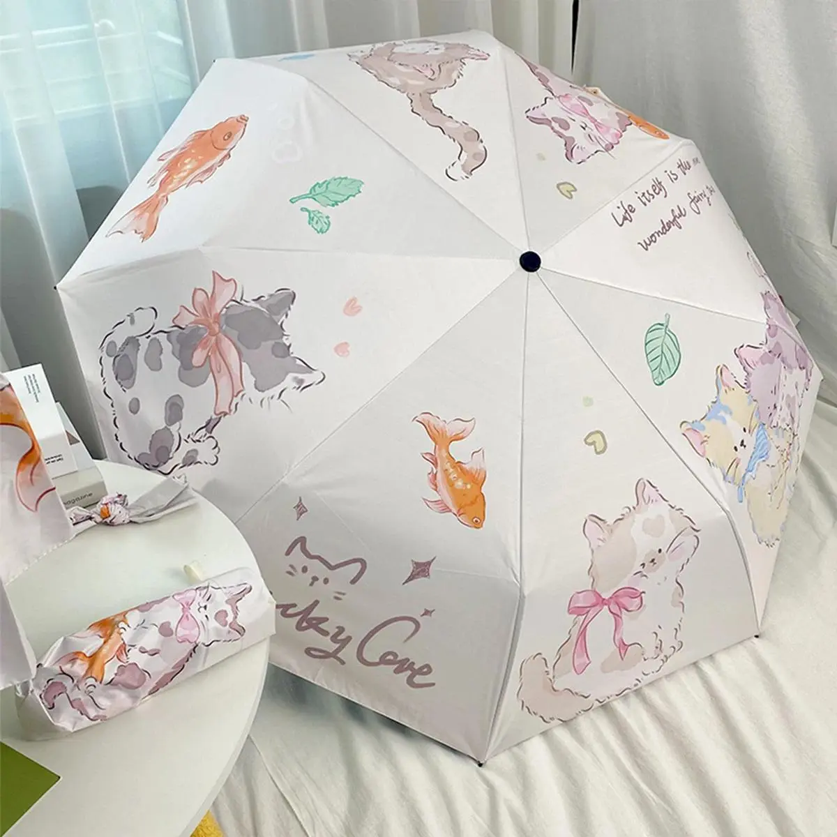 Windproof and Sunscreen Folding Umbrella Thickened Double Layer Automatic Umbrella Business Gift Umbrella Sunshade Umbrella