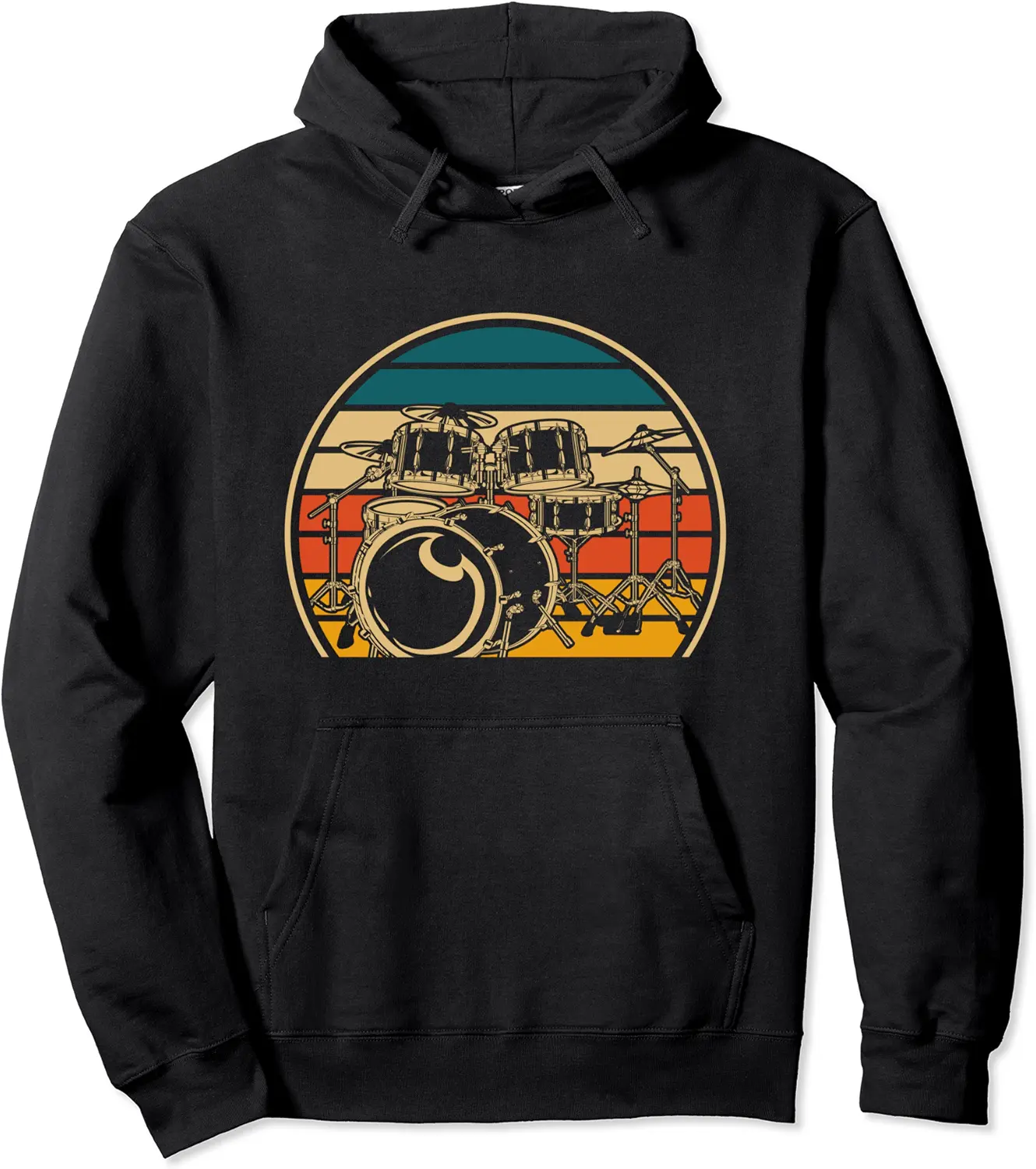 Retro Drummer Drum Set Rock Music Percussion Musician Drums Pullover Hoodie - Briannama Shop 49B09671T72H