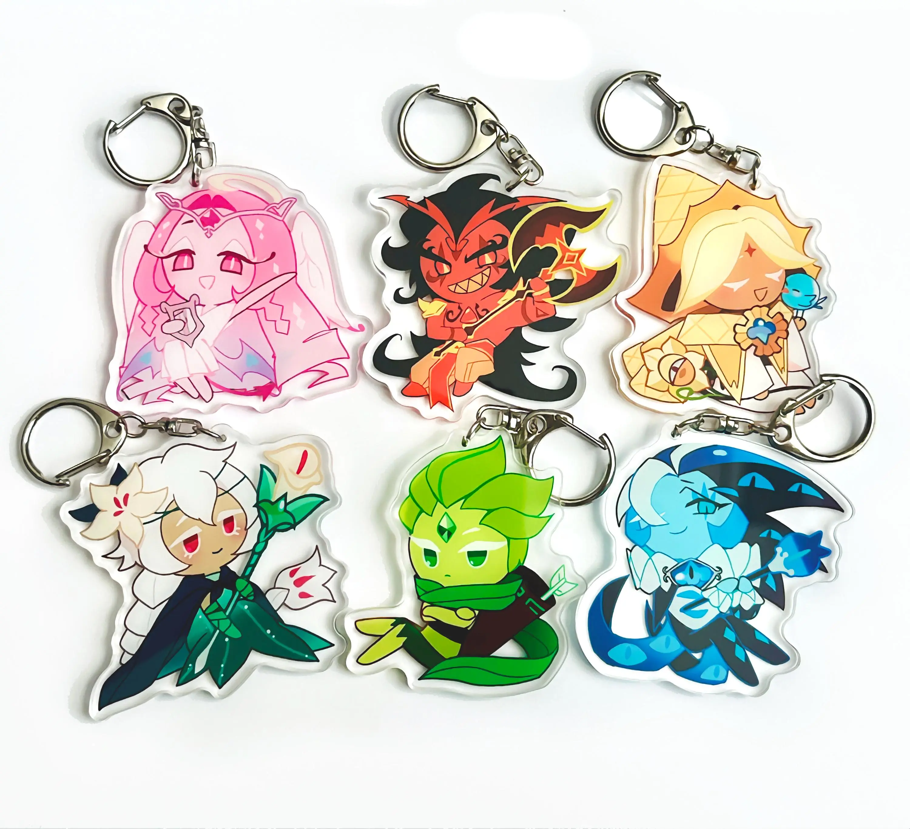 Cookie Run Kingdom Keychains - Shadow Milk, Pure Vanilla, Eternal Sugar, Burning Spice, Wind Archer, White Lilly - Cute Chibi Cookies! Cute, Durable, And Perfect For Bags, Keys, Or Gifts