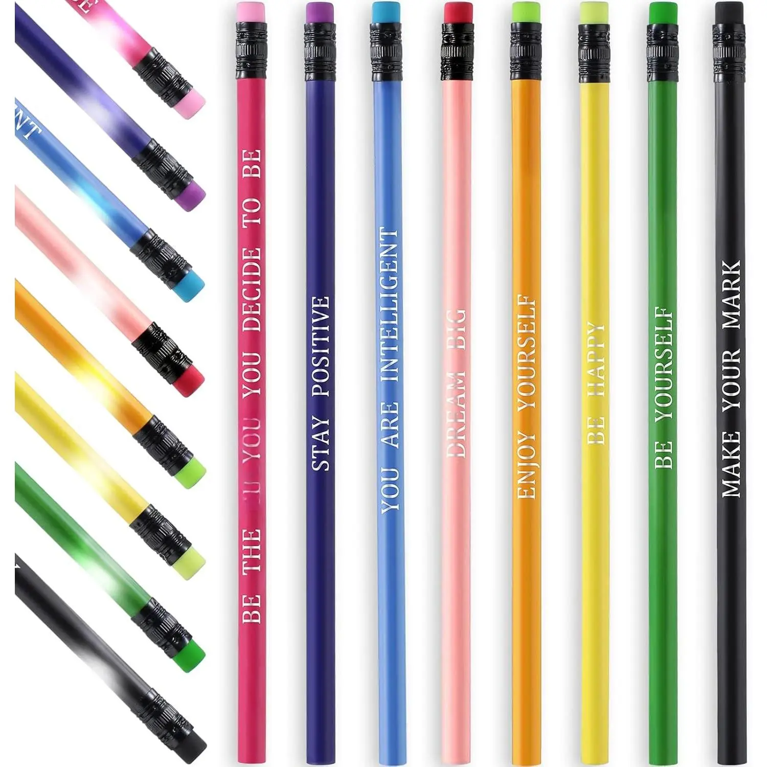 40 count Mood Color Changing Pencils with Eraser Heat Activated Inspirational Pencils with Sayings, Thermochromic Pencil for Students Classroom Gifts(Inspirational Style)