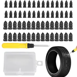RUseeN 60PCS Tire Plug Kit, Vacuum Tyre Repair Screws Fast Repair Kit with a Box, Tire Repair Rubber Nails, Screwdriver, for Car Motorcycle Truck ATV Tire Puncture Repair