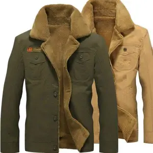 Men's Stylish Casual Fur Collar Army Tactical Jacket, Menswear Tops & Coats