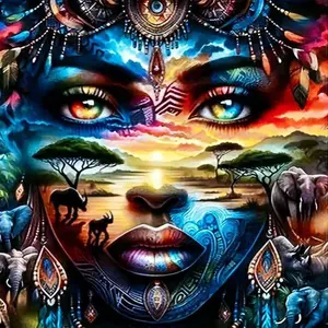 5D Women Face Forest Design DIY Diamond Arts Handicraft Colorful Vibrant Painting without Frame, Round Diamond Art Painting Kit, DIY Decorative Art Picture for Beginner