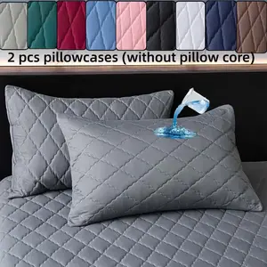 2pcs High Quality Waterproof Pillowcase - Diamond Plaid Design, Soft and Comfortable Bedding for Bedroom, Living Room, Improve Sleep Quality (Excluding Pillow Core) Suitable for all seasons
